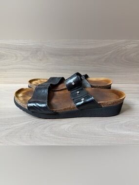 NAOT Ashley Sandals Womens 9/9.5 EU 40 Black Rhinestone Leather Slides